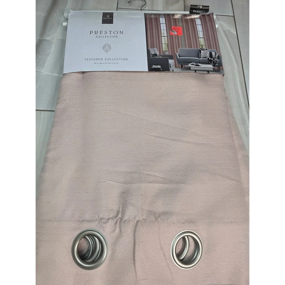 Preston Collection 4 Pack Textured‎ Grommet Window Curtain Panels 38x84 Mauve S4